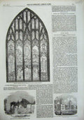 Old Antique Print 1856 Window Church Stamford Chapel Isle Dogs Charlton 19th