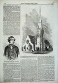 Original Old Antique Print Church Mary Spring Grove 1856 Samuel Warren Man 19th