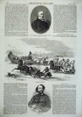 Old Antique Print 1856 Colonel Colt Sleighing Boston Buchanan President 19th