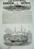 Original Old Antique Print 1856 H.M Screw Steam Frigate Shannon Sailing Ship