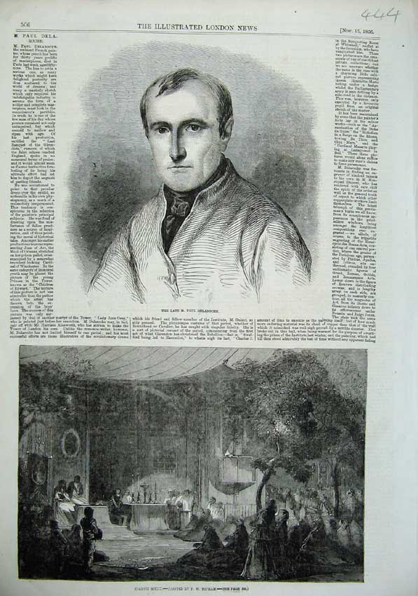 Original Old Antique Print Paul Delaroche 1856 Spanish Church Scene Topham 19th