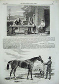 Old Antique Print 1856 Malacca Horse Cambridge Stakes Earl Suffolk People 19th