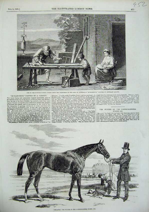 Old Antique Print 1856 Malacca Horse Cambridge Stakes Earl Suffolk People 19th