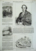 Old Antique Print 1856 Dean Westminster Monument Joseph Hume Fire France 19th