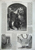 Old Antique Print 1856 Staircase Weavers Company Fine Art Man Woman Baby 19th