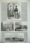 Original Old Antique Print 1856 Postman Petersburg Post Office Exchange Russia