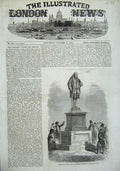 Original Old Antique Print Statue Benjamin Franklin 1856 Boston America Man