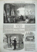 Original Old Antique Print 1856 Weighing Machine Post Office Baron Humbt Study