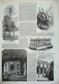 Old Antique Print 1856 Clothworkers Hall Tomb Lord Augustus Byrne Irish 19th