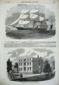 Old Antique Print 1856 Sailing Ship Istanboul Harley House Queen Oude Art 19th
