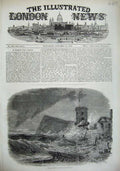 Original Old Antique Print 1856 Scene Late Storm Dover Sea Birds Men Fine Art