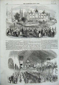 Old Antique Print 1856 Aston Hall Birmingham Banquet Crimean Porstmouth 19th