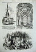 Old Antique Print 1856 St Margarets Church Knutsford Earl Stamford Gipsy 19th
