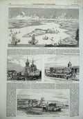 Old Antique Print 1856 Petersburg Moscow Kazan Cathedral Peter Great Ship 19th