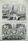 Old Antique Print 1856 Wellington Memorial Manchester Earl Cardigan Stock 19th