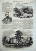 Old Antique Print 1856 Church Chantry Somerset Fuad Pacha Crimea Tumulus 19th