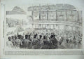 Original Old Antique Print 1856 Dinner Guards Surrey Gardens War Army Banquet