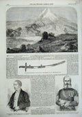 Original Old Antique Print 1856 View Mount Arabat Senor Herran Edwards Sword