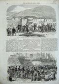 Original Old Antique Print 1856 Crimea War Cossacks Kadikoi Ships Army Siers