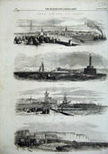 Old Antique Print 1856 Paris Calais Boulogne Havre Dieppe France Fine Art 19th