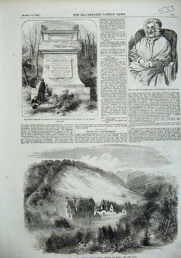Old Antique Print 1856 Caterham Railway Surrey Elizabeth Gray Edinburgh 19th