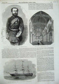 Old Antique Print 1856 Liverpool Ship Akbar Chapel Harrow Major Windham 19th