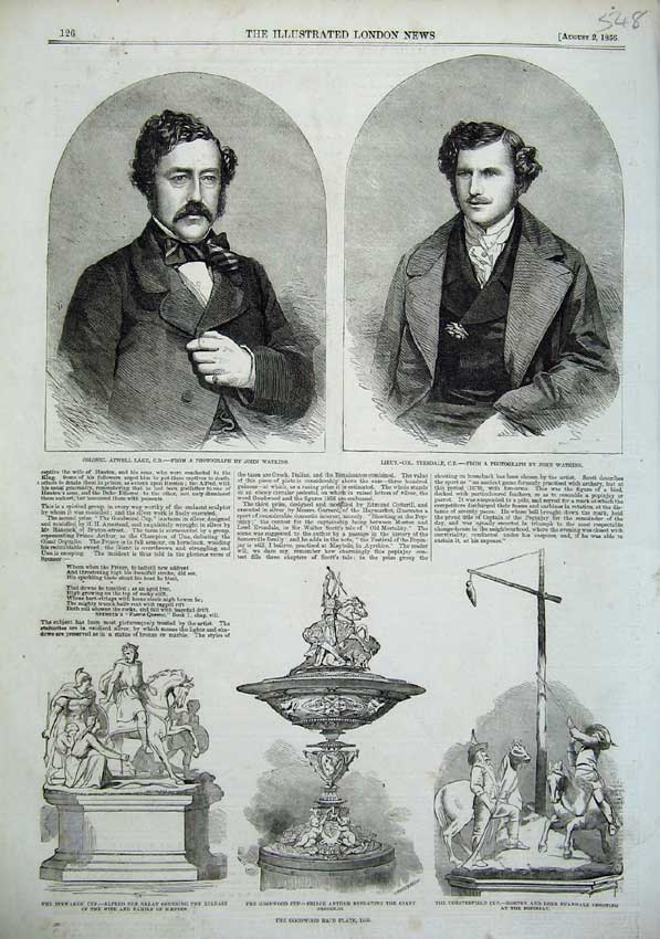 Original Old Antique Print 1856 Colonel Lake Teesdale Men Goodwood Horse Racing