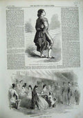Old Antique Print 1856 Madrid People Spain Toreador Puceta Man Insurgent 19th