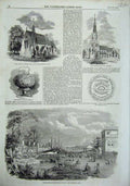 Old Antique Print 1856 Bahia Railway Church Mary Kilburn Cinder-Hill Cup 19th