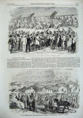 Old Antique Print 1856 British Troops Crimea War Raglan Square Balaclava 19th