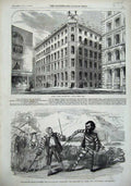 Old Antique Print Cannon Street Architecture 1856 Pantomime Theatre Tell 19th