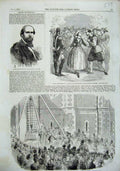 Original Old Antique Print 1856 William Fenwick Crimean Chapel Harrow Theatre