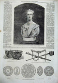 Old Antique Print 1856 Marble Bust Majesty Queen Seals Metropolitan Works 19th