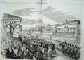 Original Old Antique Print 1856 Emperor Russia Moscow Army War People 19th