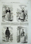 Old Antique Print 1857 Danish Costumes Laso Bridal Dress Sunday Holiday 19th