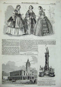 Old Antique Print Womens Fashion 1857 Market Hall Chesterfield Bombay War 19th