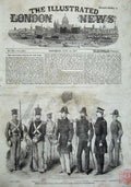 Original Old Antique Print 1857 Officers Marines Steam Frigate Ship Susquehanna