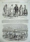 Original Old Antique Print 1857 Beach Aden Cantonments Negro Hindoo Woman China