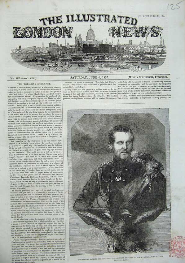 Original Old Antique Print 1857 Highness Grand Duke Constantine Russia Man Army