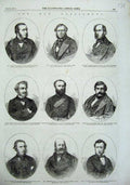 Original Old Antique Print 1857 Members New Parliament Mahon Windham Bodmin Men