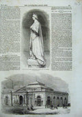 Original Old Antique Print 1857 Statue Queen Victoria Salford Market Manchester