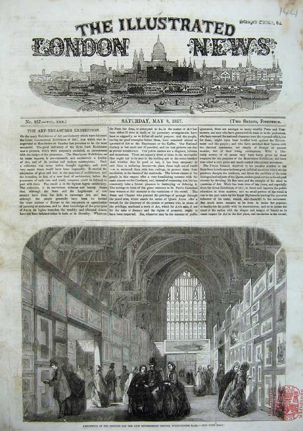 Old Antique Print 1857 Exhibition New Government Offices Westminster Hall 19th