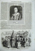 Old Antique Print May Queen Garland Glatton Huntingdonshire Earl Zetland