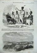 Old Antique Print 1857 Kaw Indians Kansas Ottawa Canadian Government Men 19th