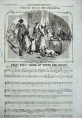 Original Old Antique Print English Songs Melodies 1857 Vision Youth Grace Music