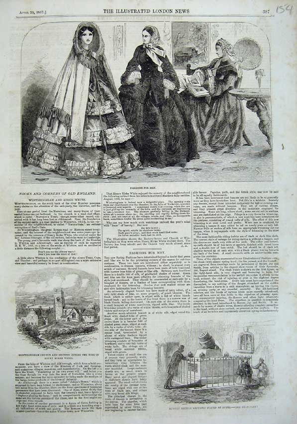 Old Antique Print Womens Fashion 1857 Winteringham Church Russian Mortar 19th