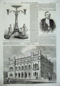 Original Old Antique Print Townhall Balckburn 1857 Sheriff Mechi Indian Railway