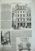 Original Old Antique Print 1857 Bank London Temple Bar Major-General Widham