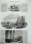 Old Antique Print Cashmere 1857 Tartar Ladak Pony Ruins Temple Prayer Art 19th