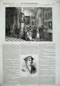 Original Old Antique Print 1857 Quintin Metsys Blacksmith Antwerp Man Portrait